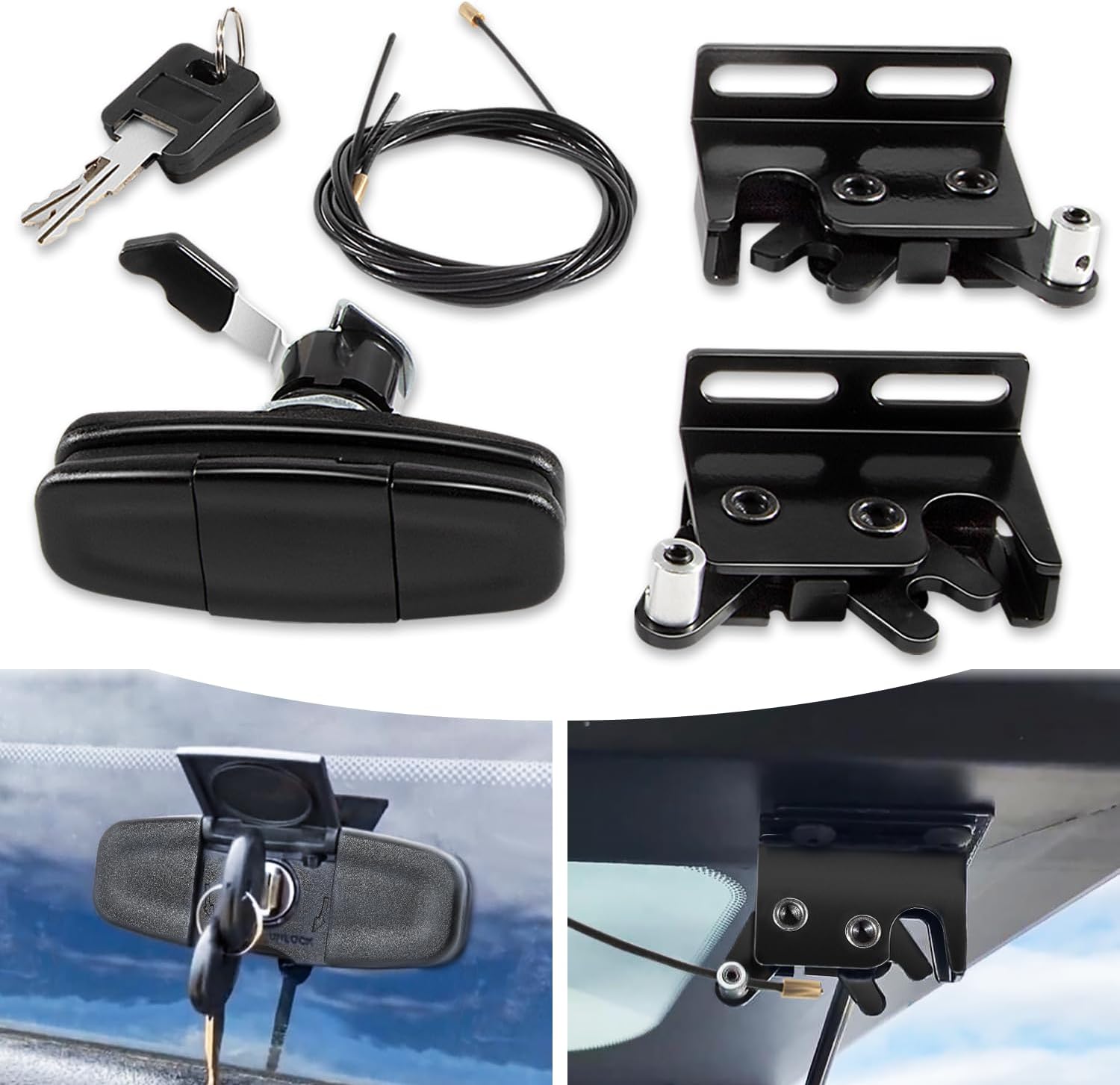 LAIKOU 113436 Black Twist Handle Kit Compatible with Leer Truck Caps 100XQ, 100XL, 100XR and TSC700 Tonneau with 83515 83514 Striker Latches, Cables, 2 Keys (113436-100XQ)