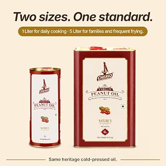 Chekko Cold Pressed Peanut Oil 1L (33 Fl Oz) | Non-GMO Natural Cooking Oil