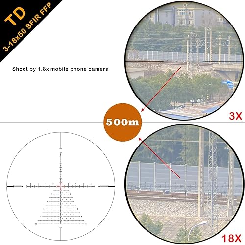 Miniatura 2 de WestHunter Optics TD 3-18x50 SFIR FFP Precision Riflescope, 34 mm Tube First Focal Plane Red Illumination Tactical 110 MIL Competition Shooting Scope