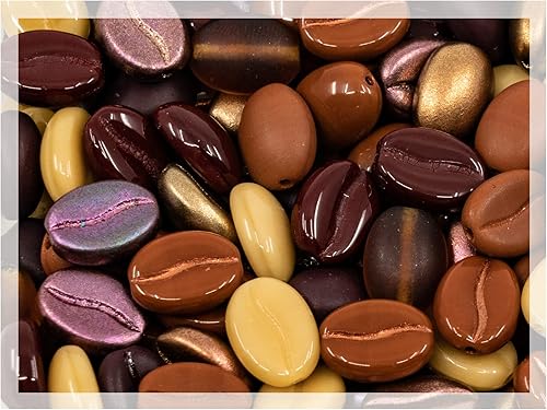 Más de 40 cuentas de grano de café de vidrio (0.9 oz  0.88 oz) República Checa, mezcla de 0.43 pulgadas (0.433 in) para decoraciones de fabricación