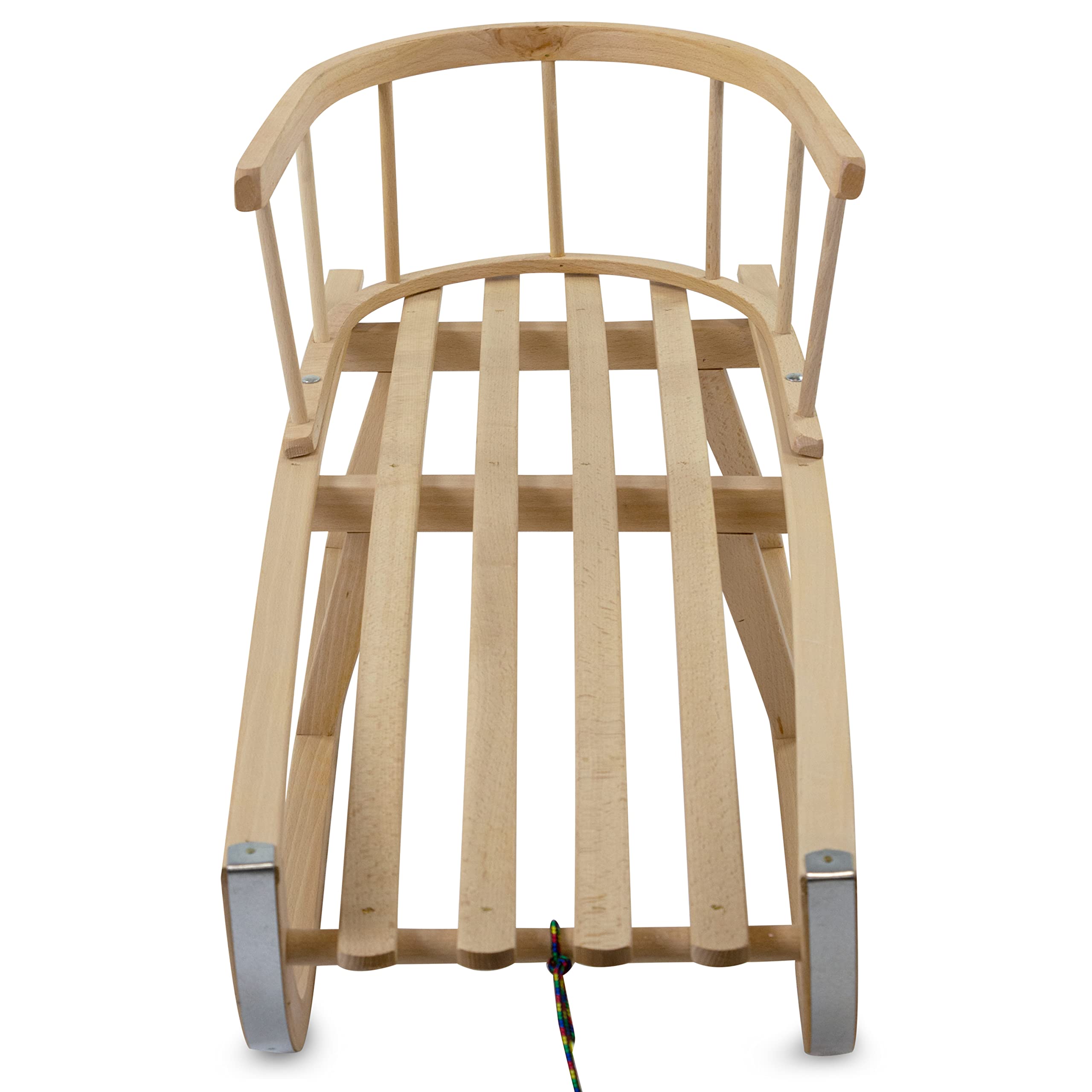 Slitta In Legno Per Bambini Prime Garden Pinno Premio - Con Schienale, Corda Di Trazione E Manico, Dimensioni 115 Cm, Legno Di Faggio