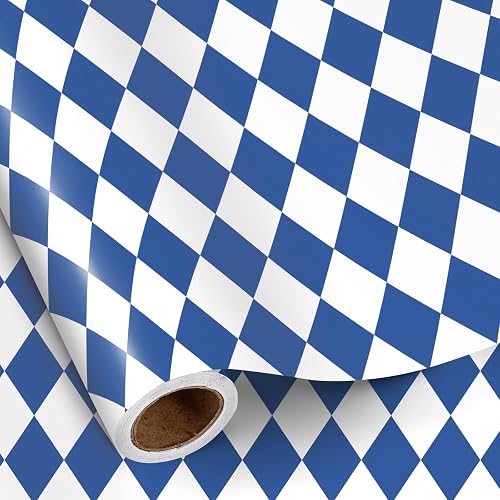 RUSPEPA Navy Blue Geometric Wrapping Paper Roll, Mini Roll, Classic Diamond Pattern Gift Wrap Paper for Birthday, Holiday, Father's Day and Graduation, 17 Inches x 16.4 Feet