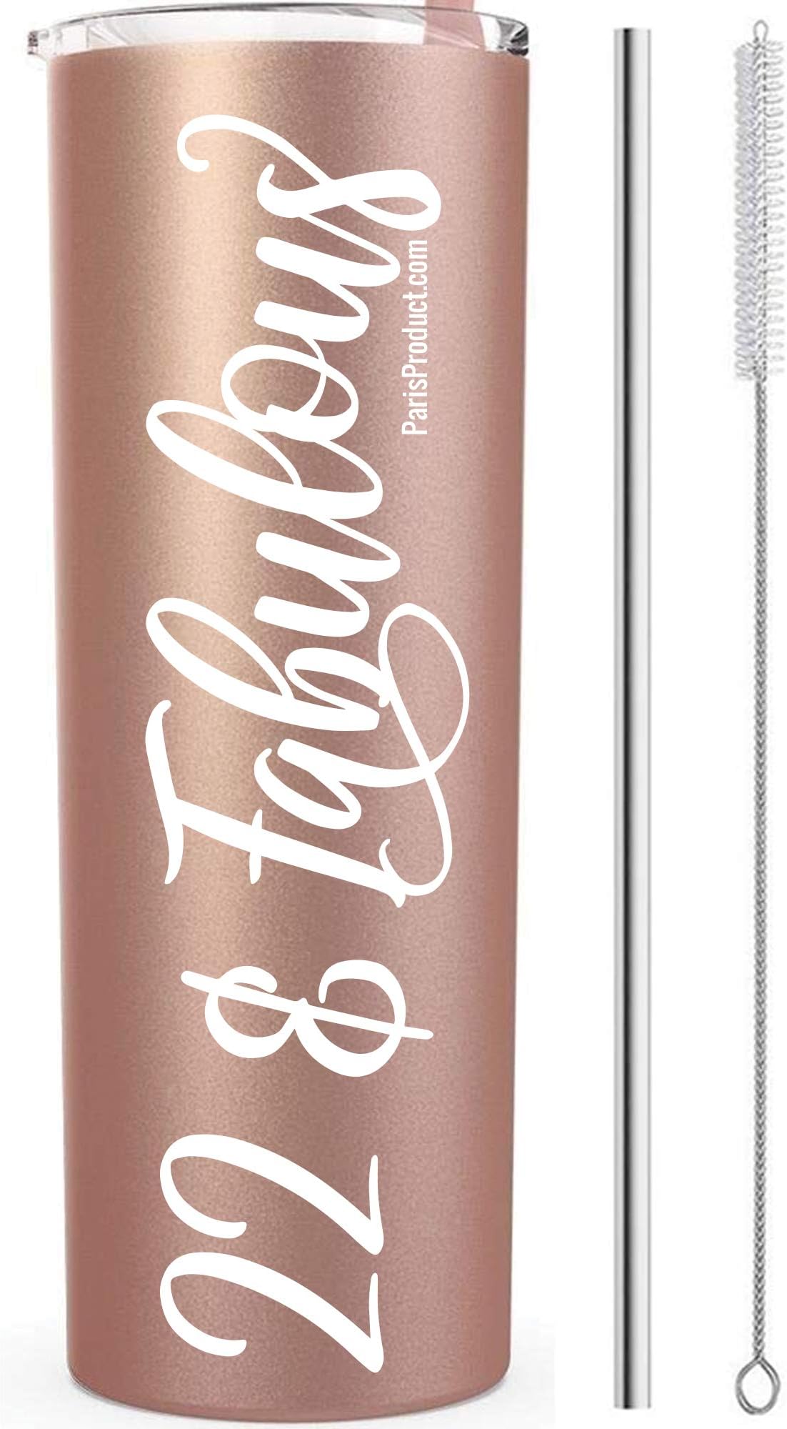 22 & Fabulous 20 Oz Stainless Steel Tumbler, 22nd Birthday Gifts For Women, 22nd Birthday Decorations for Women, 22nd Party Supplies For Women Twenty Second Photo Shoot Prop Return Gift Her