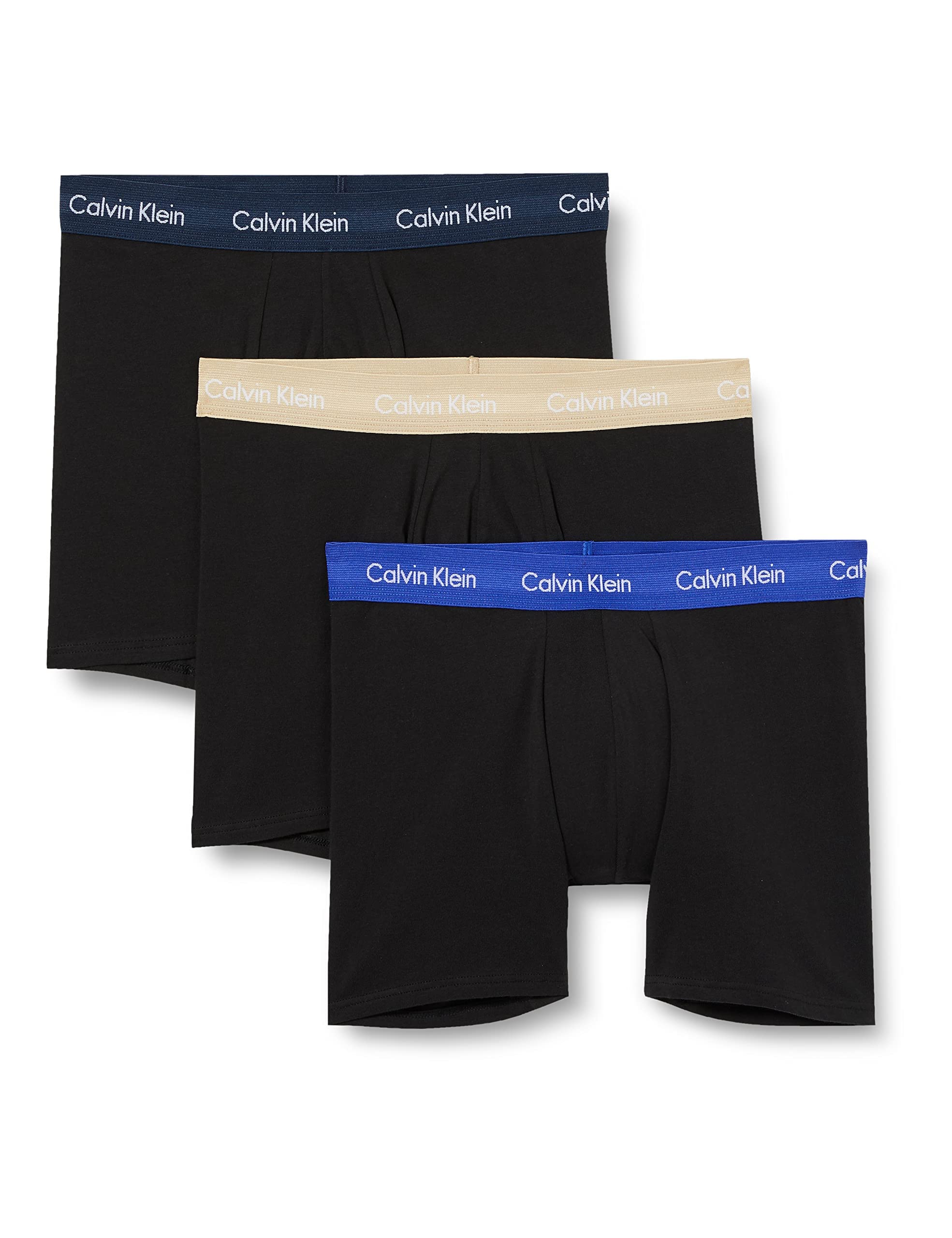 Calvin Klein Herren 3er Pack Boxershorts Briefs Boxer Brief Stretch, Schwarz (B-Shoreline/Clem/Travertine Wb), M