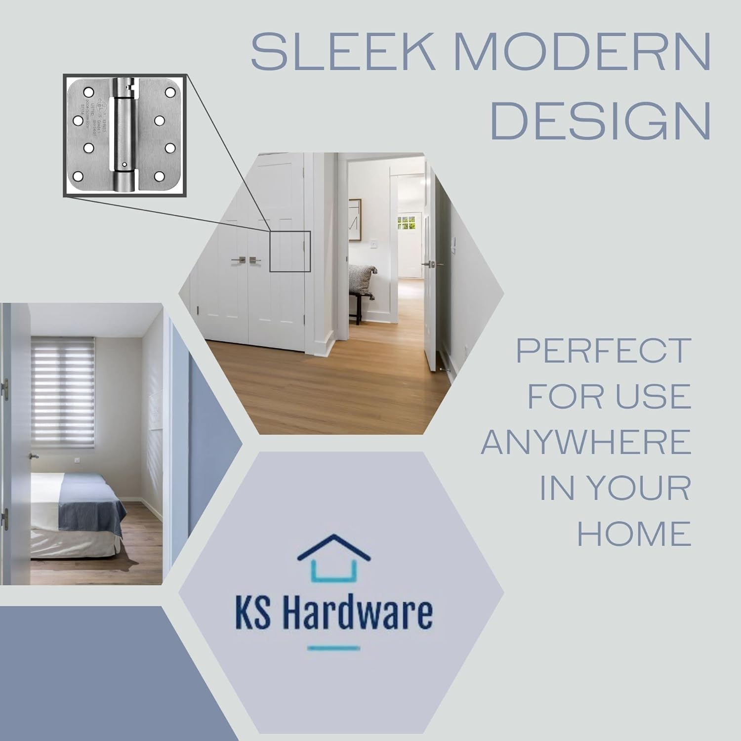 Get Cheap Price KS Hardware Mortise Spring Hinge | Automatic Self Closing Door Hinges with Complete Installation Hardware | 4 X 4 with 5/8 Radius Corners | 2 Pack, Satin Nickel Finish