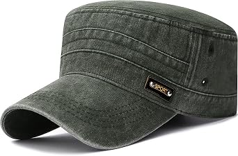 Mens Washed Cotton Army Cap Vintage Military Flat Top Outdoor Baseball Hats