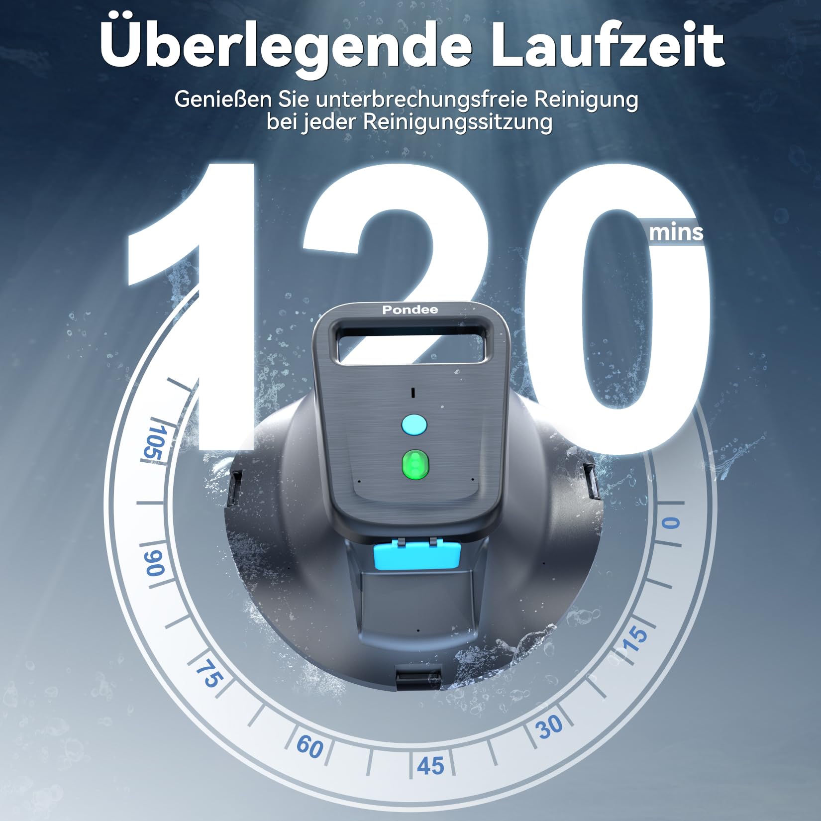 (Upgrade 2026) X1 Poolroboter Akku, Kabelloser Poolsauger mit 120 Min Laufzeit, Auto-Parkfunktion, 2,5 h Schnellladung, für Aufstellpools & Ebene eingelassene Pools bis 80m²