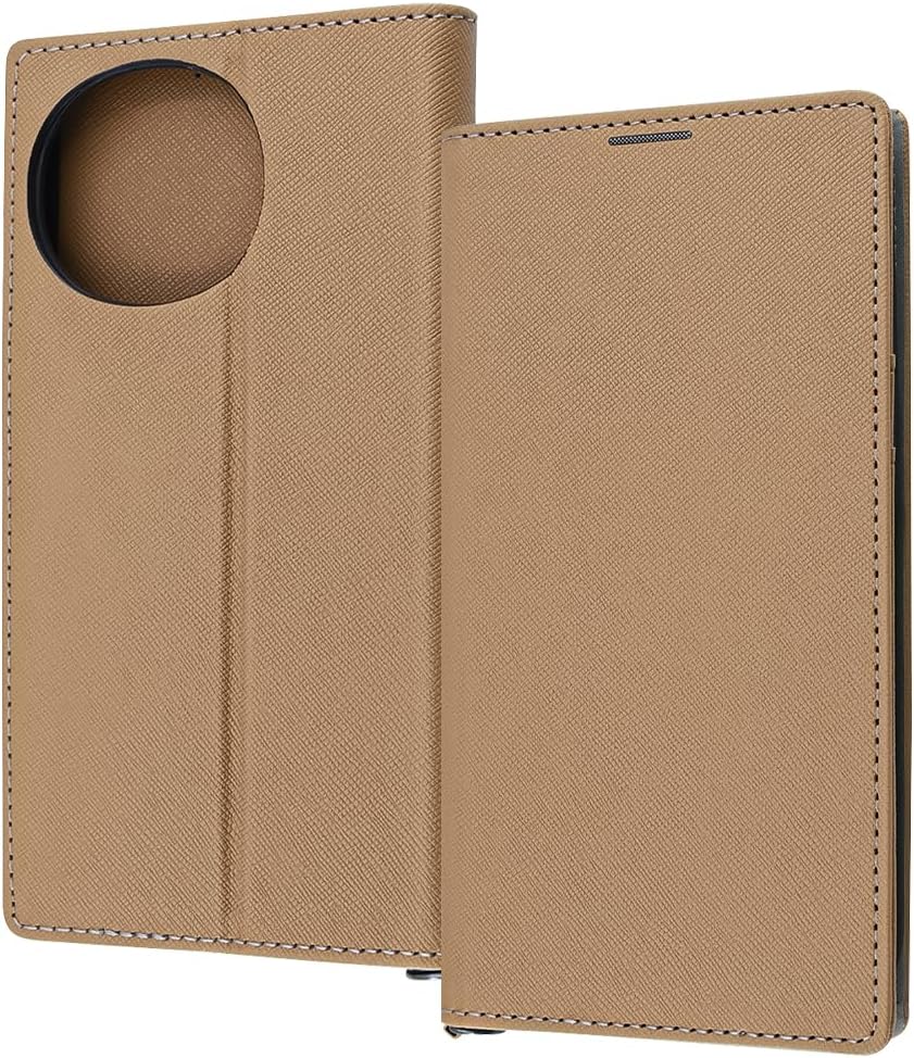 イングレム Inglem AQUOS sense9 Case Shock Resistant Notebook Type Aquossense9 Aquossense 9 Simple Leather Notebook Type Case Brown Cover Soft Hard Smartphone Cover Smartphone Case Taupe Light Gray
