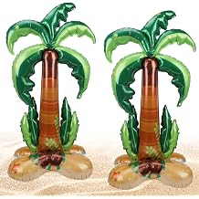 Palm Tree Balloon, Inflatable Palm Tree Decor, Blow Up Palm Tree for Tropical Party, Two Large 59 x 31 Inches Palm Tree Balloons, Durable Foil Material for Indoor Outdoor Use