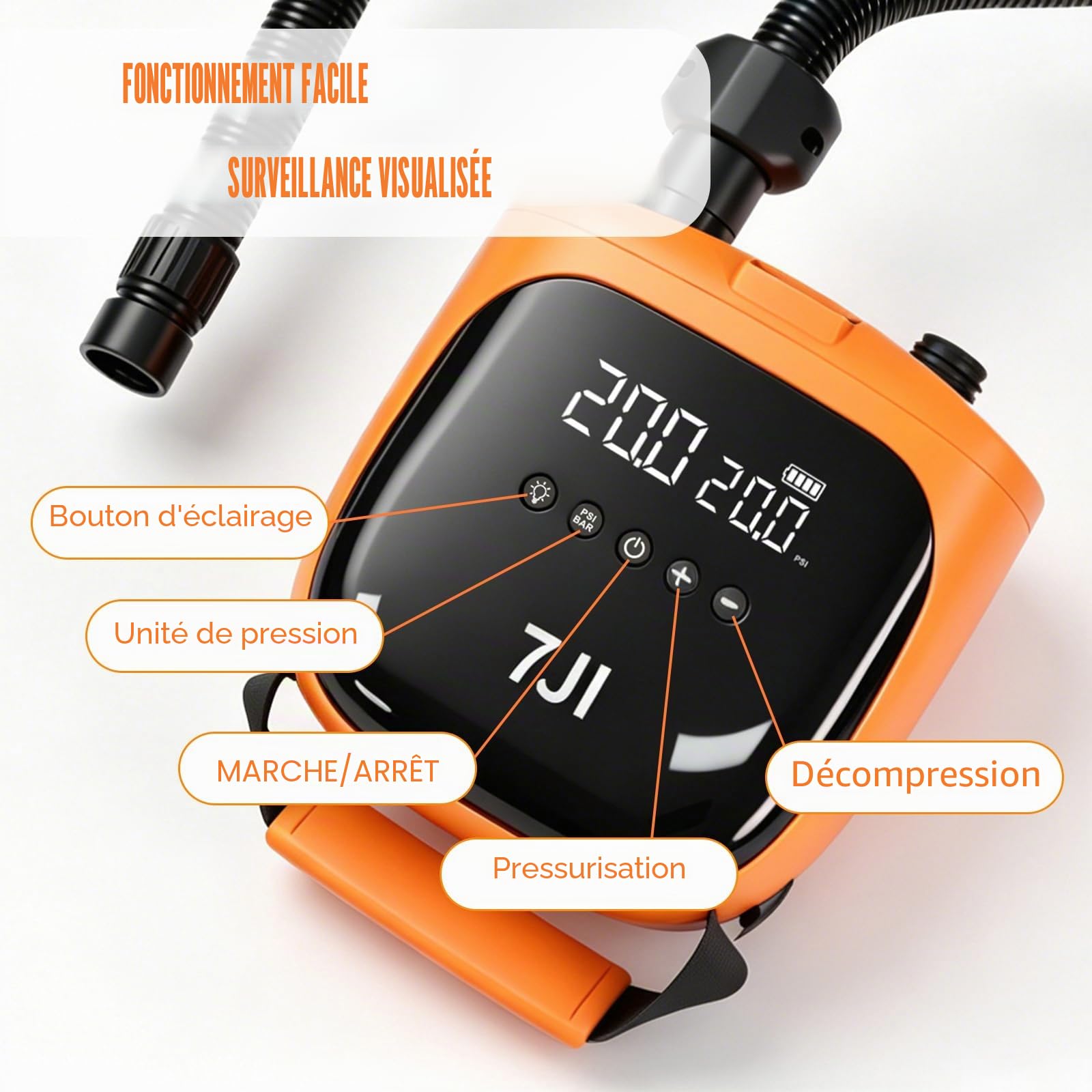 Pompe électrique Sup, Pompe électrique 20 PSI pour gonflage/dégonflage, Pompe à air électrique pour Planches de Stand up Paddle gonflables, Bateaux, Kayaks, Kitesurf | Pompe à Air Haute Pression à Gonflage/Dégonflage, Arrêt Automatique pour Planches de St