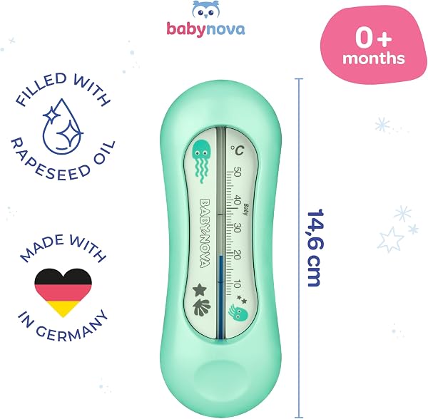 babynova Termometro da bagno per bambini – Termometro dell’acqua sicuro per il bagnetto – Termometro per la temperatura del bagno per neonati – Senza BPA - Turchese - 3
