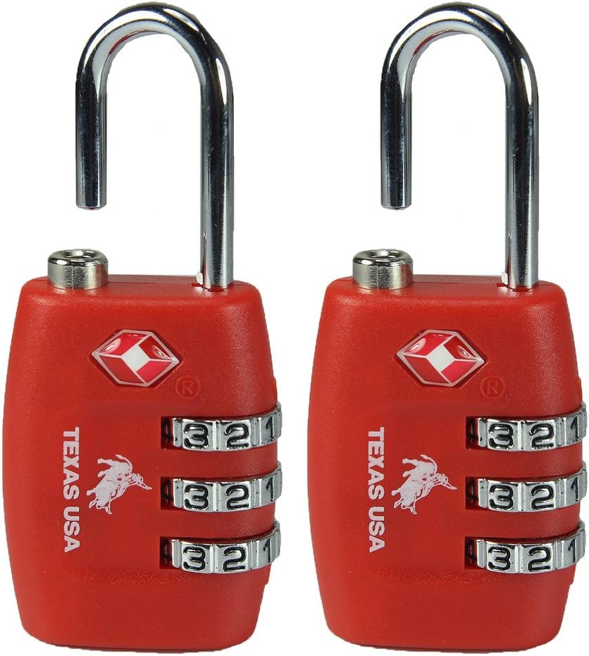 Texas USA TSA Lock Pack of 2 Red Locks Mandatory for