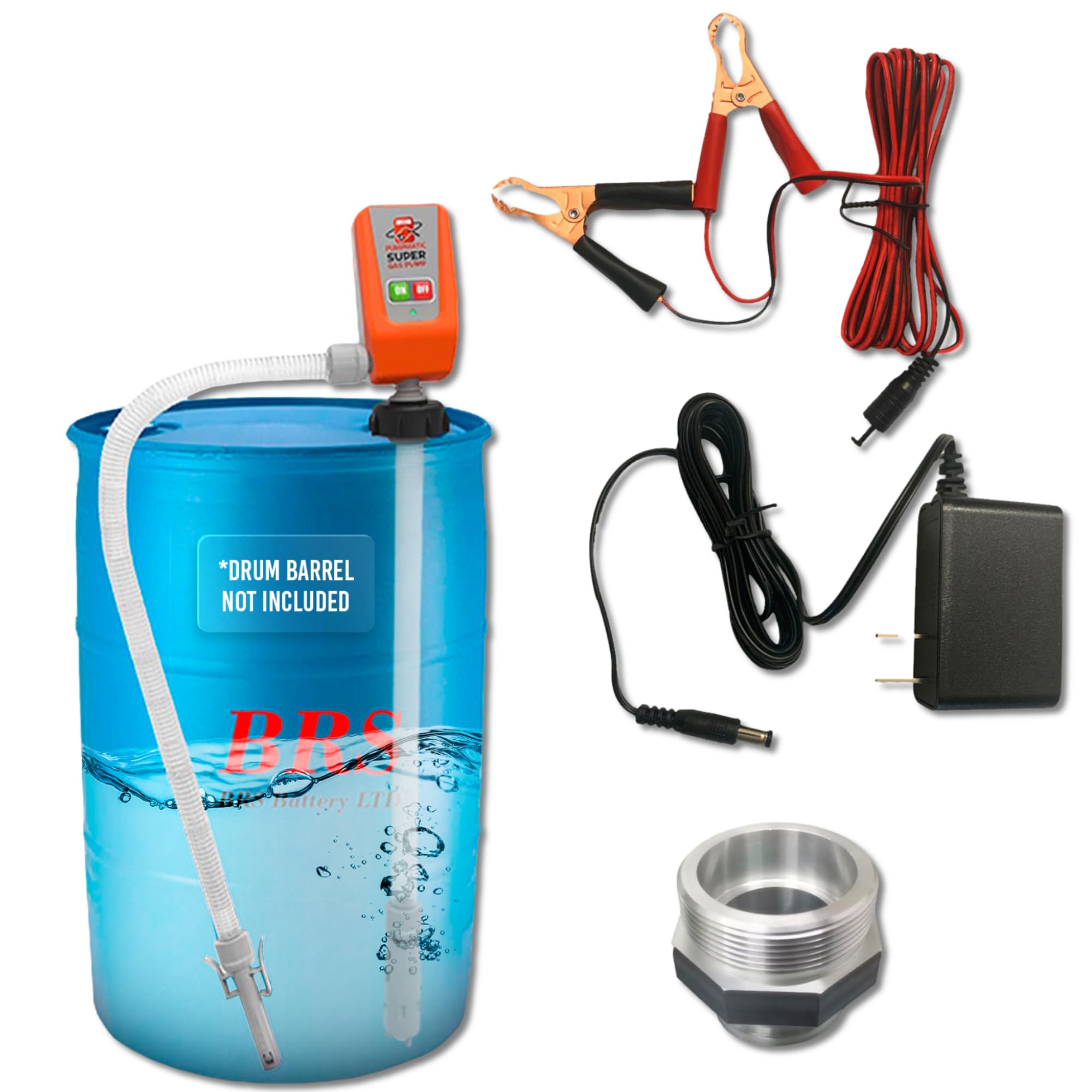 55 Gallon Drum Barrel Pump – Auto-Stop Sensor, 3.2 GPM Flow Rate, 4.25 FT Discharge Hose - Hands-Free Fuel Transfer for Gasoline, Diesel, Antifreeze, and More
