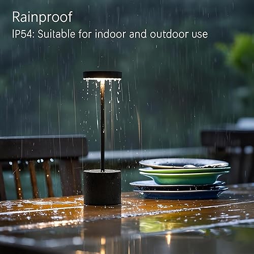 Miniatura 5 de Lámpara de mesa para exteriores, inalámbrica, recargable, portátil, con pilas, IP54 impermeable, para comedor exterior, cena, restaurante, hogar,