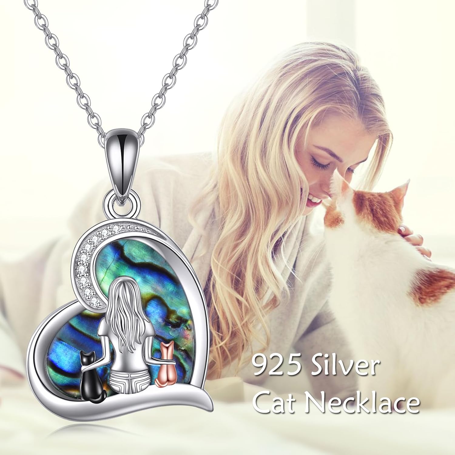 YFN Cat Necklace Sterling Silver Jewelry for Women Cat Jewelry Gifts - Image 3