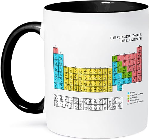 3dRose mug_76645_4 "Pastel Periodic Table - Regalo educativo escolar académico para aulas de ciencia, química, física" en dos tonos, color negro, 11