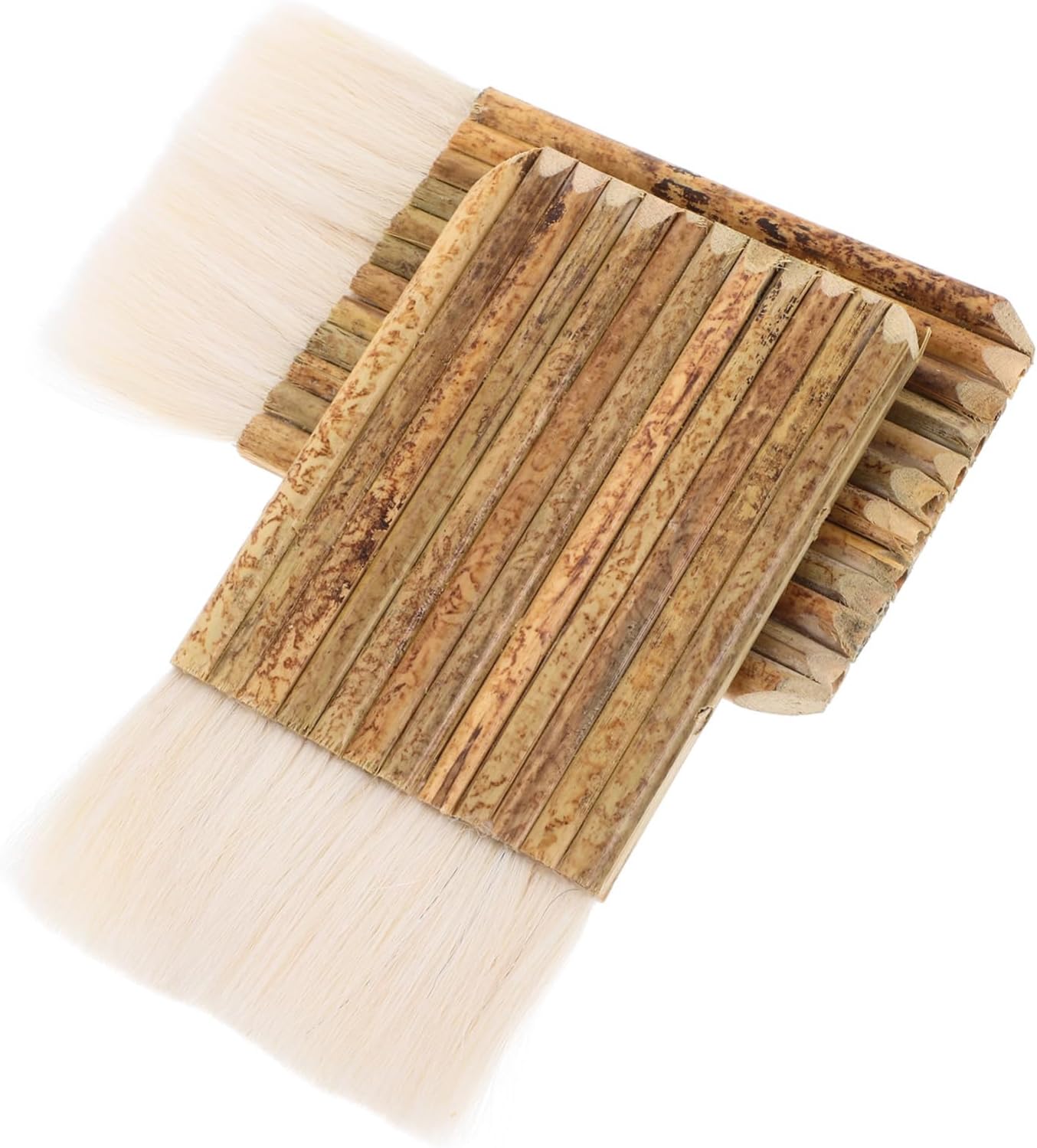 VILLCASE 2pcs Hake Brushes Soft Bristle Painting and Gluing Tools with Bamboo Handle for Watercolor Acrylic and Pottery Glazing