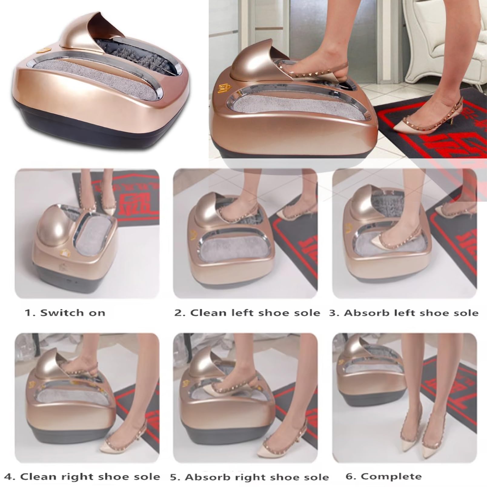 Máquina de limpieza automática de zapatos, multifuncional, con inducción, para hotel y taller, uso libre de polvo
