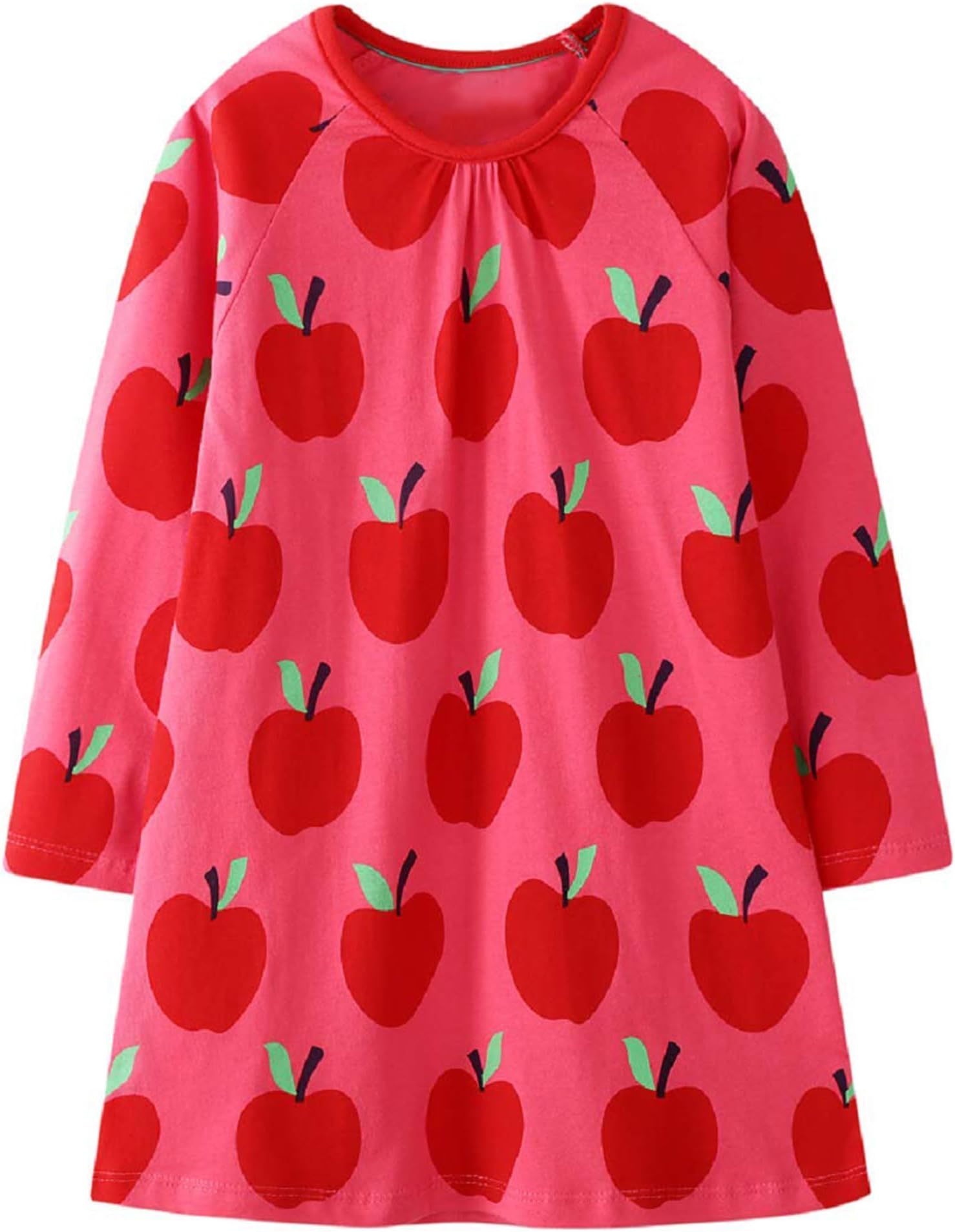 Hongshilian Girls Cartoon Dress Applique Party Dresses Casual Jersey Cotton Long-Sleeved