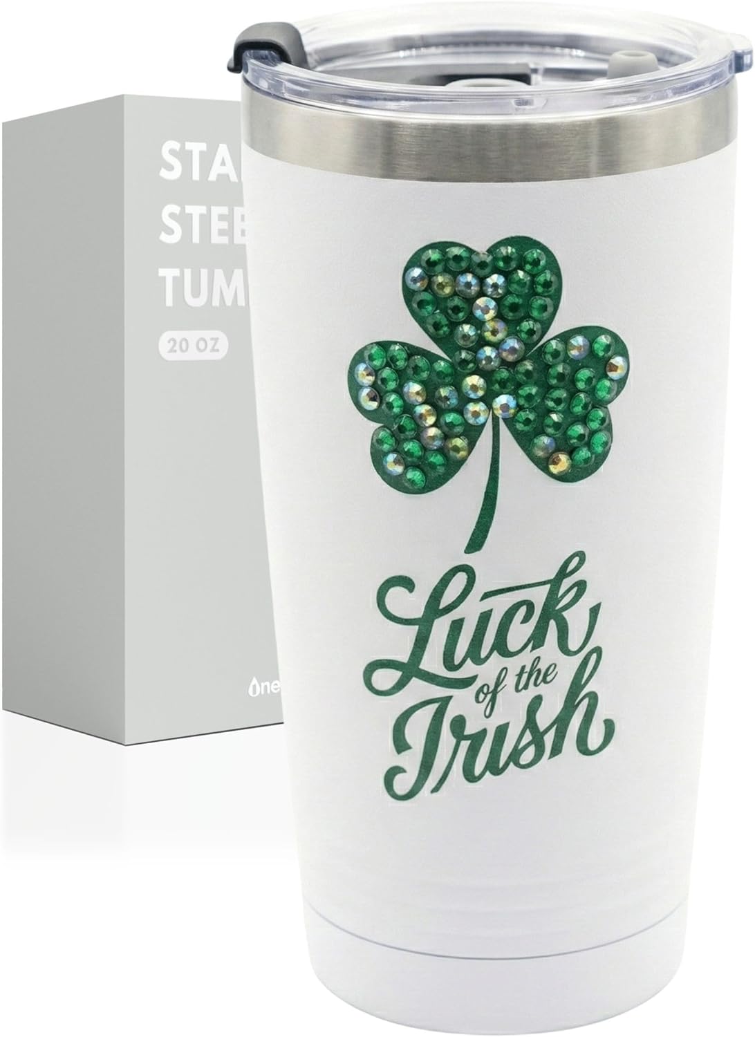 Onebttl Irish Gifts for Women Men, 20oz Insulated Stainless Steel Tumbler with Lid and Straw, Best Irish Gifts for Best Friends, Christmas, Birthday, St Patricks Day - Diamond