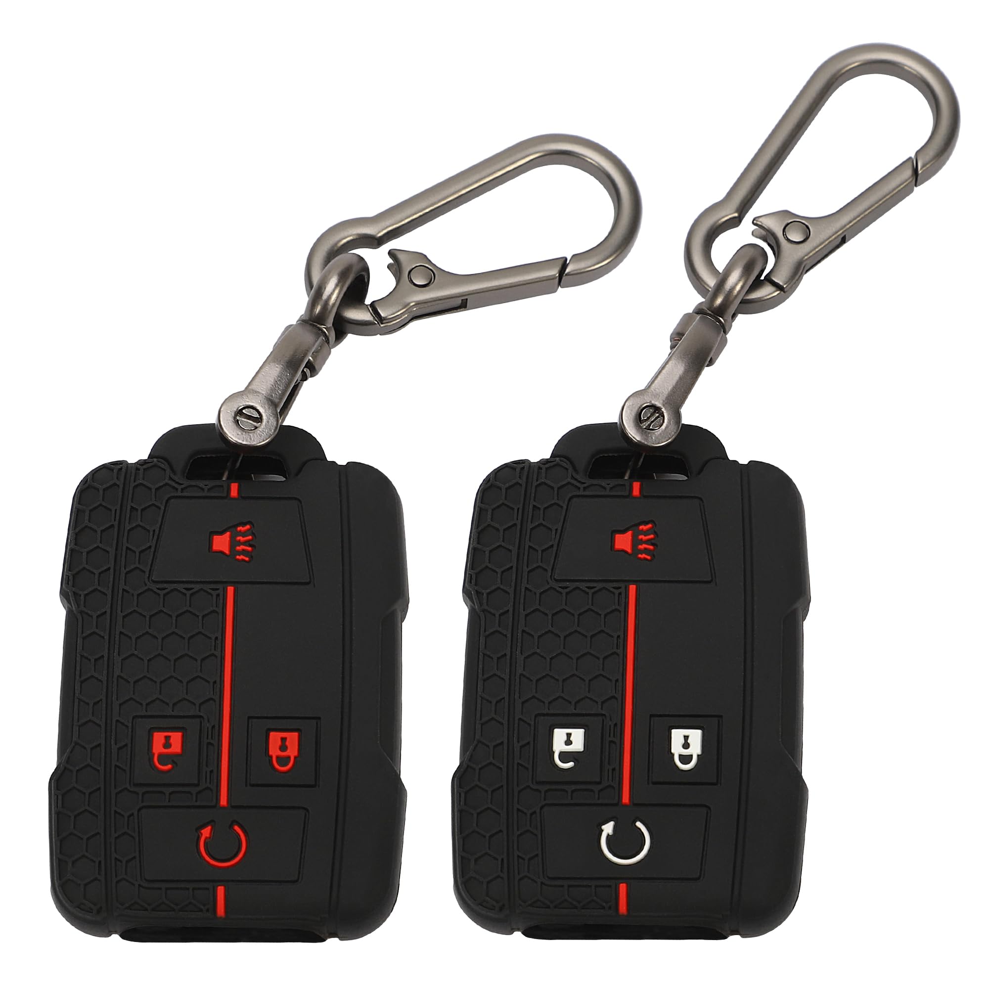 TOMALL 2 Pack for GMC Key Fob Cover with Keychain, 4 Buttons Silicone Rubber Key Fob Case Compatible with Chevy Silverado Suburban Tahoe Colorado GMC
