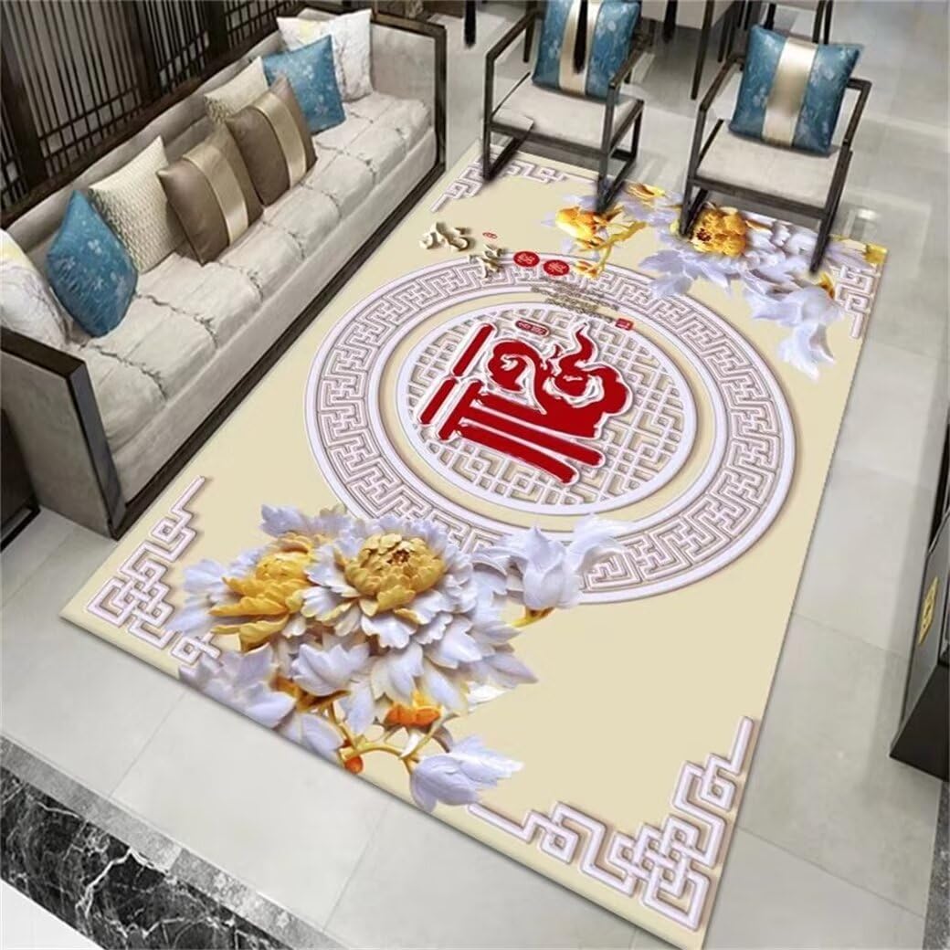 Carpette chambre grand tapis pas cher 250x300cm lavable imprimé rouge