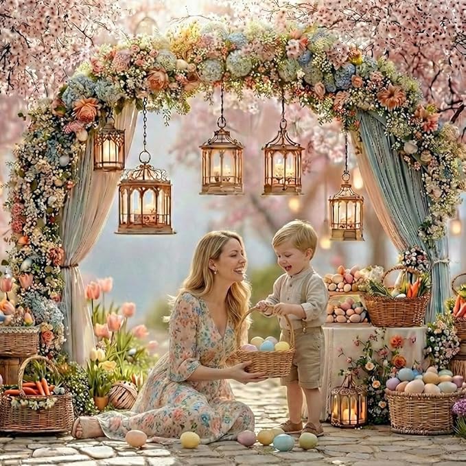 Fondo Fotográfico Primavera Easter Kate 7x5ft Arco de Flores miniatura 3