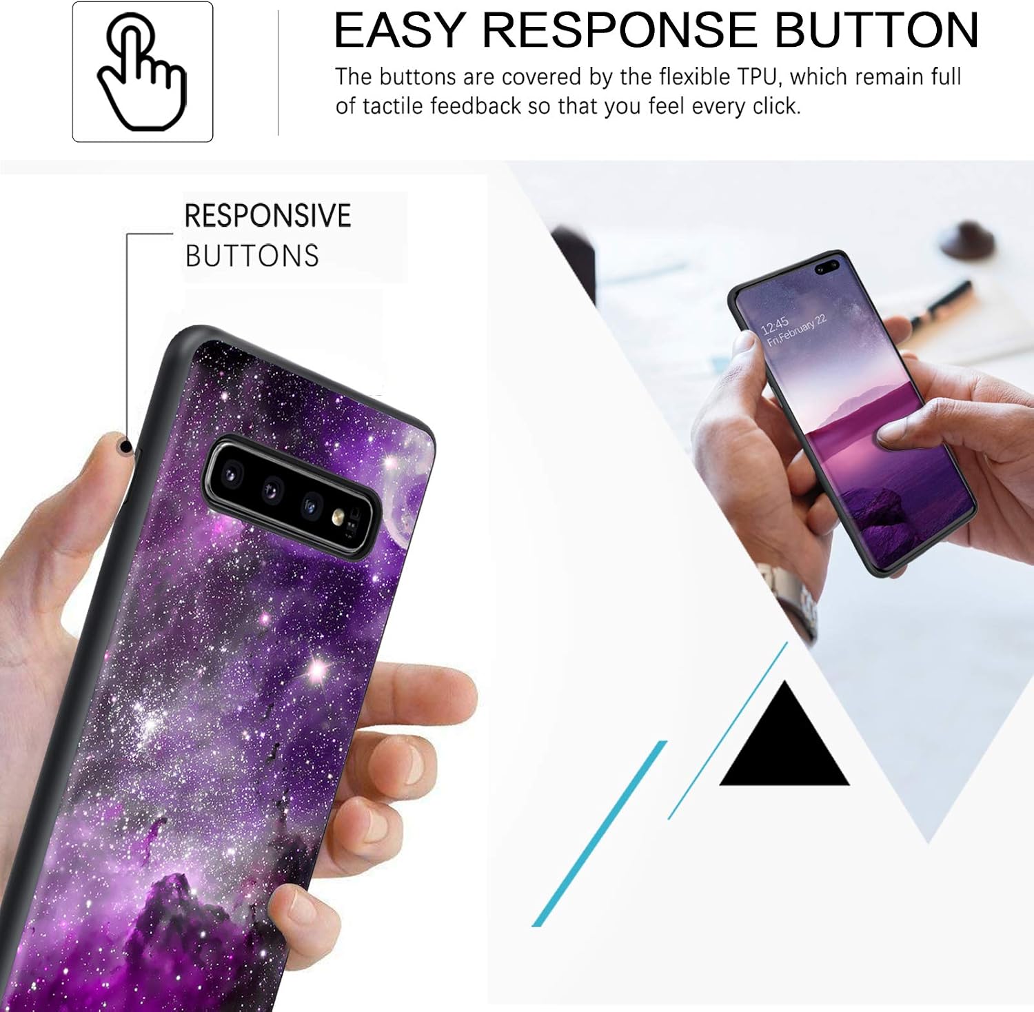 BENTOBEN Samsung Galaxy S10 Plus Case, Slim Fit Glow in The Dark Soft Flexible Bumper Protective Shockproof Anti Scratch Non-Slip Phone Cases for Samsung Galaxy S10+ Plus 6.4" (2019), Purple Nebula