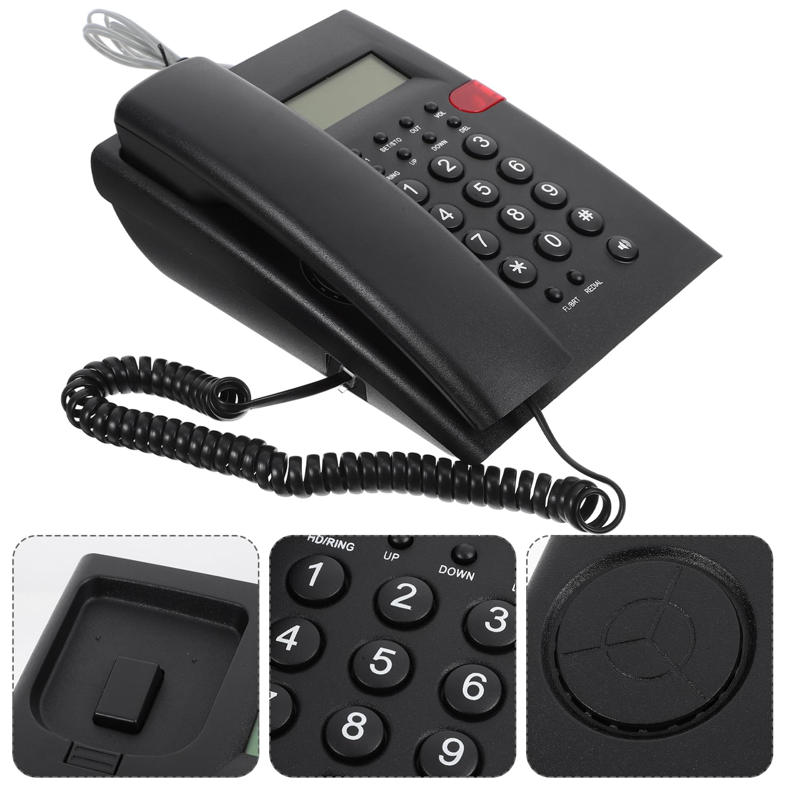 HOMSFOU Telefono Fisso Fili Telefoni Fissi per Casa Ufficio Telefoni Tasti Grandi per Anziani e Adolescenti Dispositivo Intuitivo e Facile da Usare