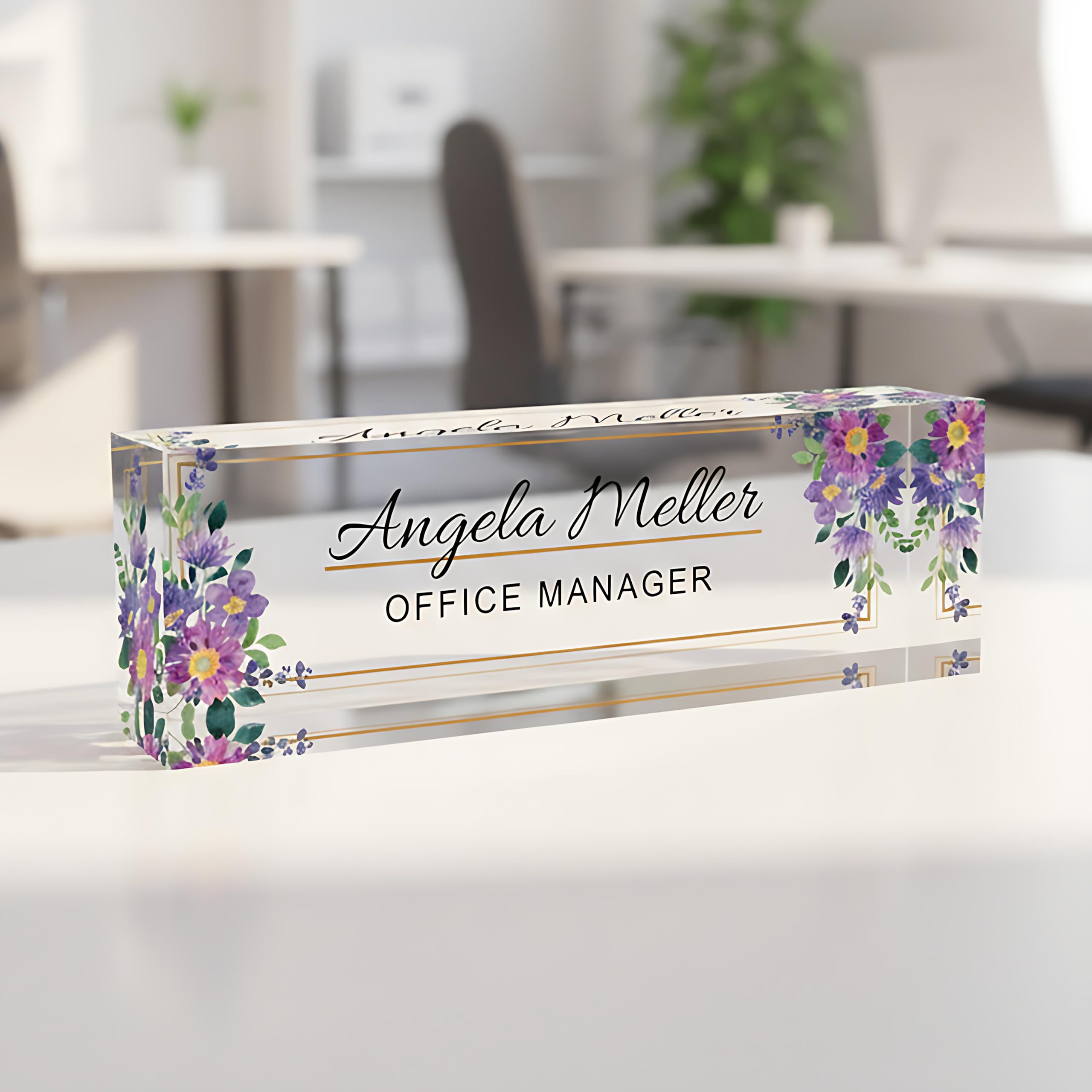 Artblox Personalized Acrylic Desk Name Plate, Modern Style, Office Professional Use