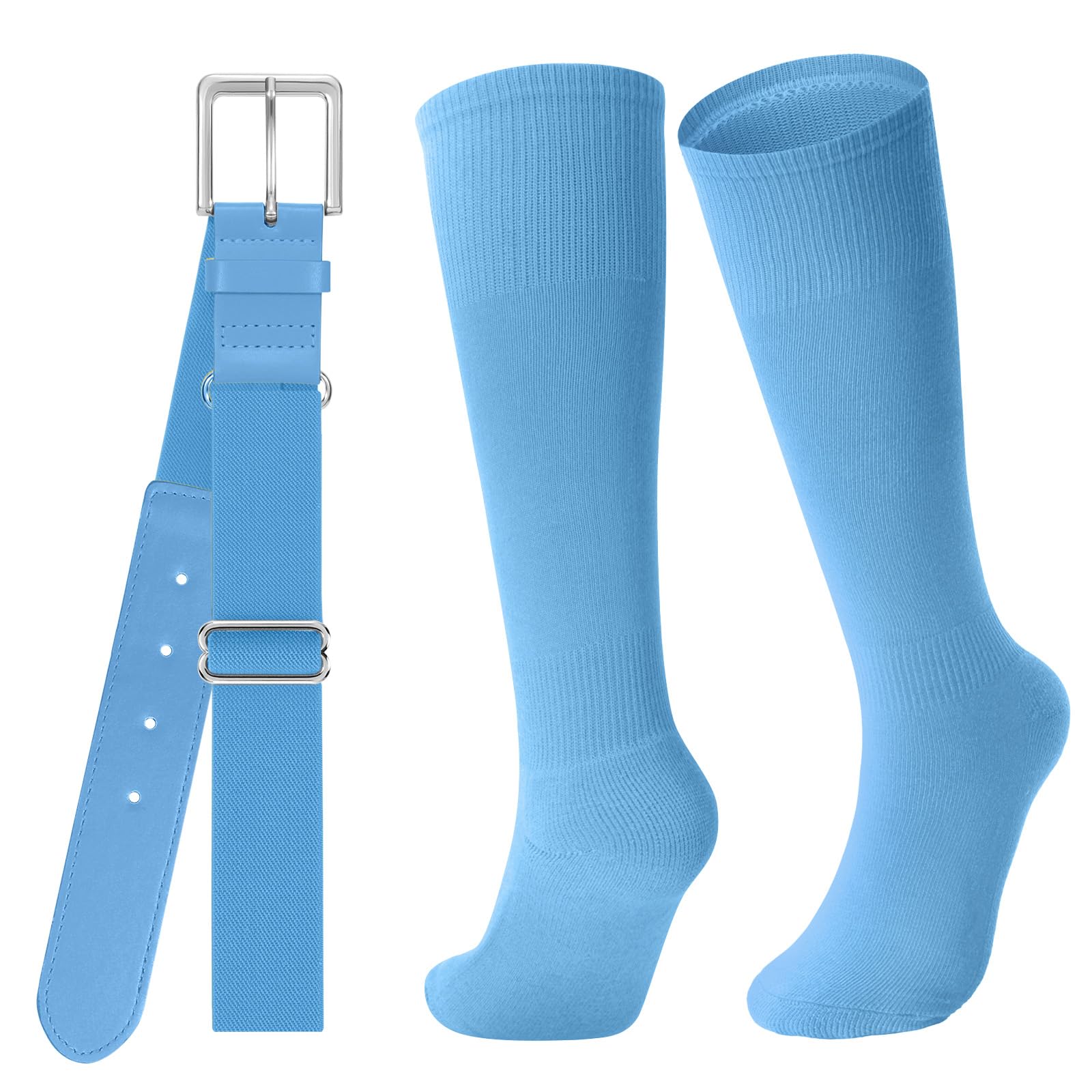 JASGOOD Baseball Socks and Belt for Youth Adult Softball Socks and Belt Combo Elastic Belt for Men
