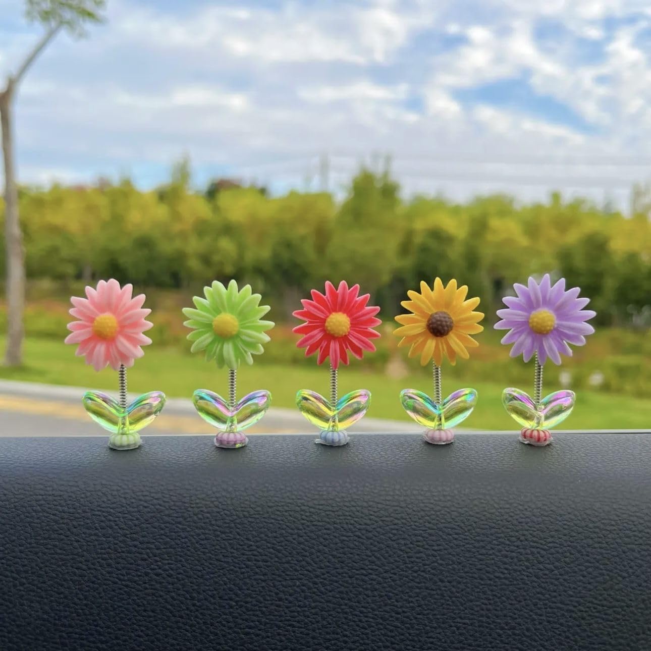 ZWIK.shop Resin Car Dashboard Decor Flower (5Pcs) | Cute Mini Shaking Head Dancing Sunflowers Car Interior Decoration Accessories | Mirror Decorative Ornaments| (Multicolor) - Image 8 thumbnail