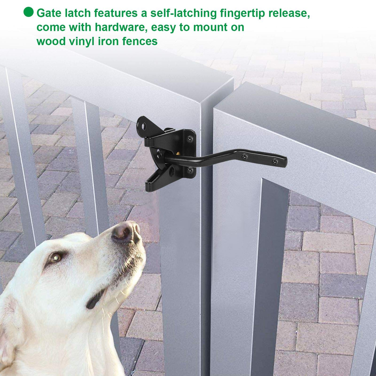 2 Pack Self Locking Gate Latch, Automatic Gravity Lever Latch for Wood Fence Gate Latch with