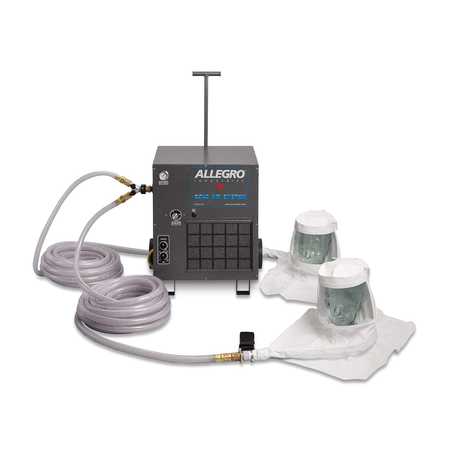 2-Worker Single Bib Hood Breathing Cold Air Respirator System w/ 100' Hose(s)