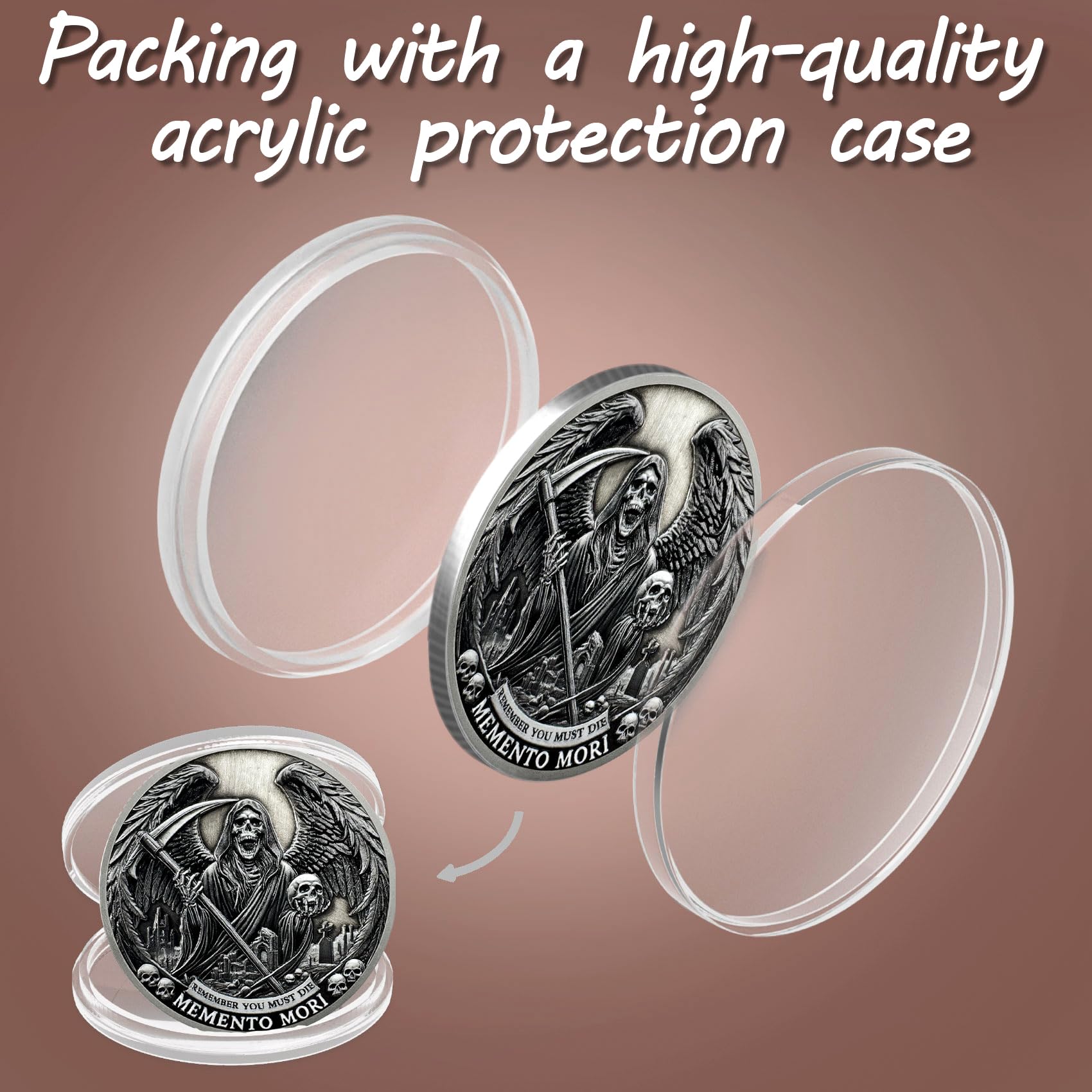 Moneta Memento Mori – Moneta Memento Vivere Moneta Stoica EDC Challenge Coin (C)