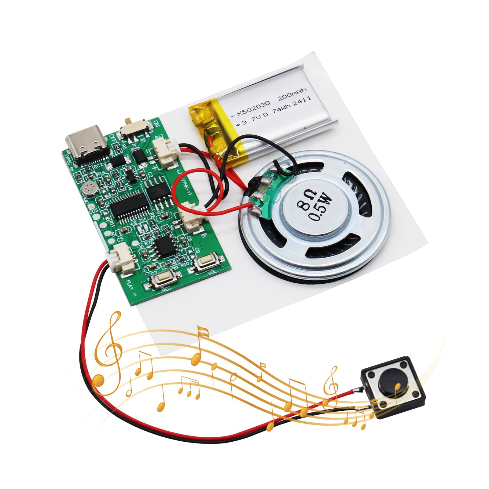 Module de Son MP3 AYWHP Module d'enregistrement Vocal Musical DIY avec Haut Parleur,Batterie pour des Cartes de vœux personnalisées et des Cartes de Bricolage pour Les fêtes