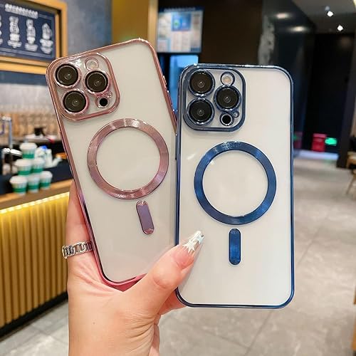 Miniatura 2 de UCONN Funda magnética transparente de TPU con protector de lente para iPhone 12 11ProPlusPro Max, con cubierta trasera a prueba de polvo y audio,