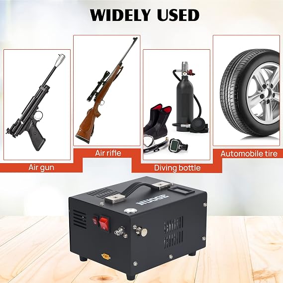 Pcp Air Compressor 4500Psi 30Mpa Powered by Car 12V Dc or Home 110V Ac W/Converter Paintball/Scuba Tank Compressor Pump