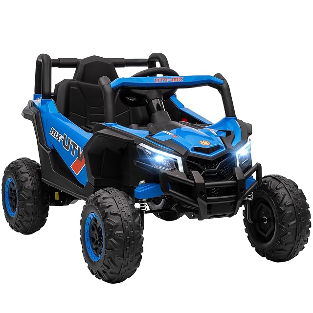 AIYAPLAY Coche Eléctrico para Niños 12V UTV con 2 Motores +3 Años Azul