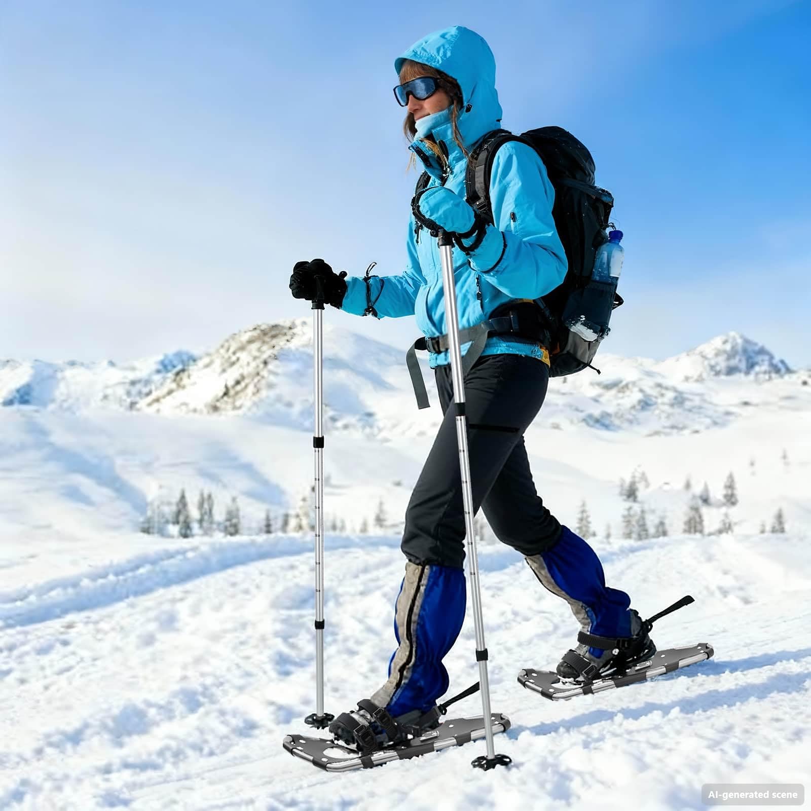 vidaXL Racchette da Neve 3 in 1 con bastoni da Trekking Argento e Nero, Ciaspole in Alluminio per Il Giardino, Attrezzatura Outdoor Regolabile, Accessori Moderni per Camminare sulla Neve