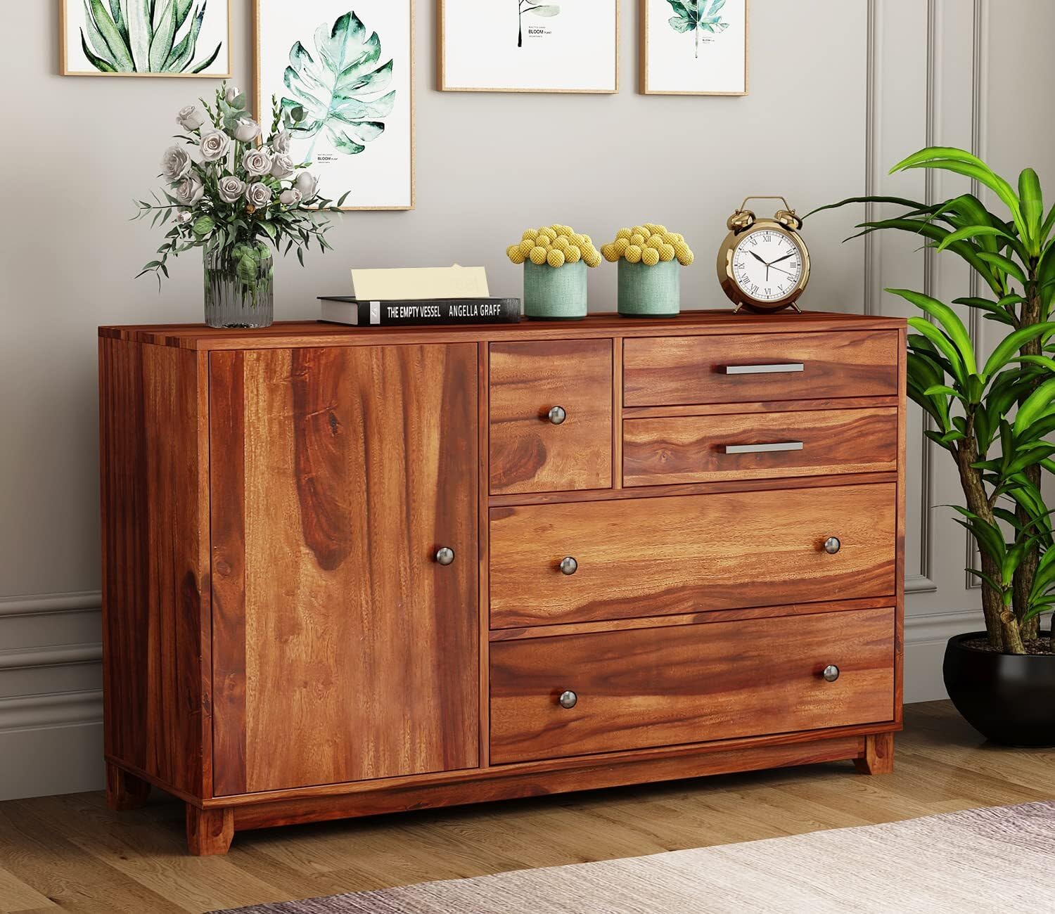 Kabra Rosewood (Sheesham) Cabinet | 1 Door Solid Wood Chest of Drawers (Finish Color - Honey, Door Type- Hinged) Cabinet |-image-24