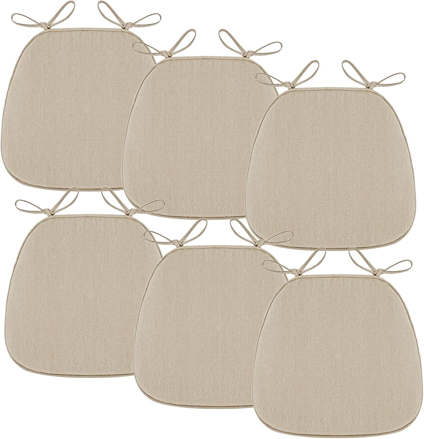 Chair Cushion Covers with Ties and Non Skid Rubber Backing, Memory Foam Kitchen Chair Cushions Set of 6, 16"X16" for Garden Outdoor Kitchen (Red)