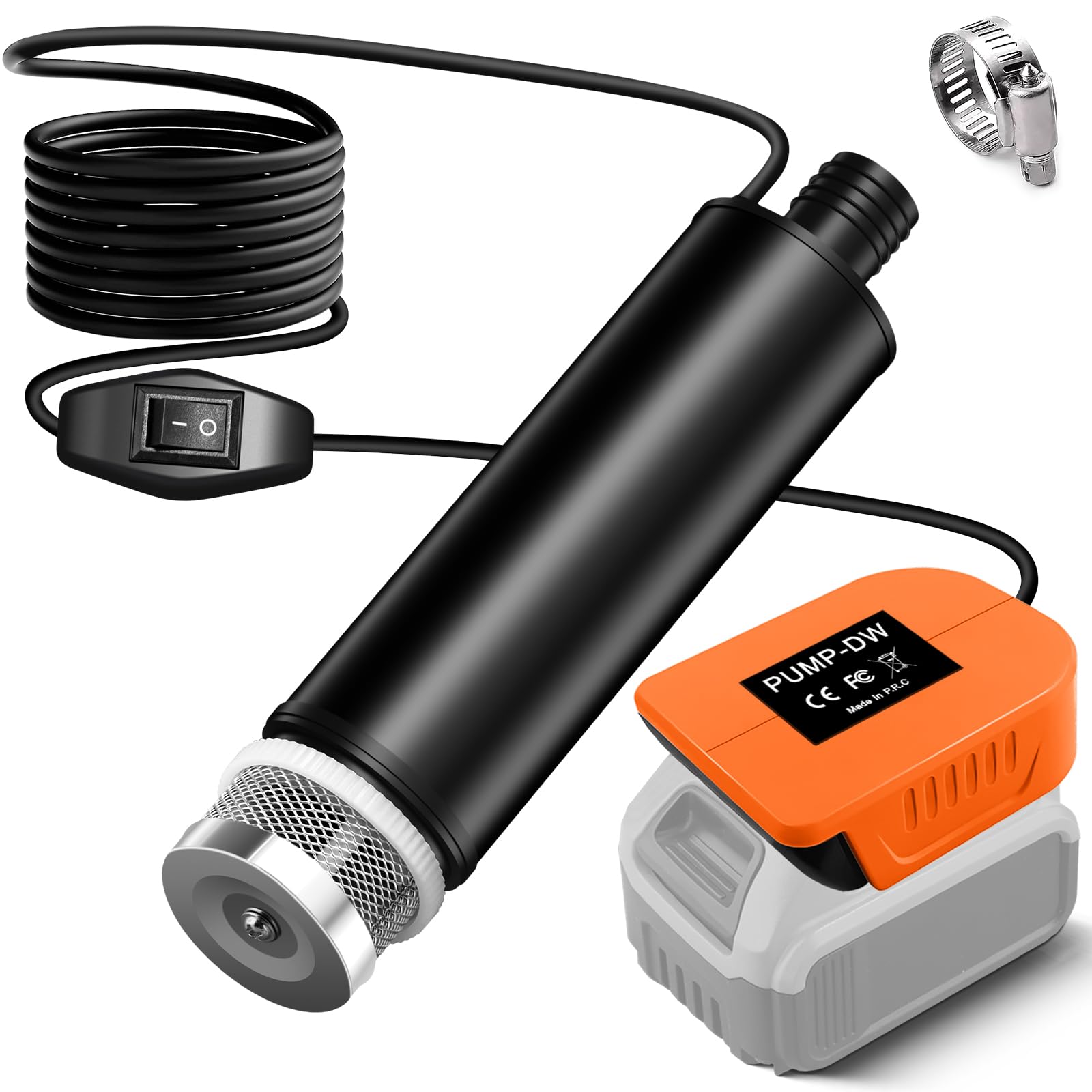 Portable Water Sump Pump for DeWalt 18V/20V/60V Li-ion Battery, 120W 12V Cordless Rain Barrel Water Transfer Pump, Electric Utility Pumps for Garden, Hot Tub, Tank, Pool, Ponds, Aquariums