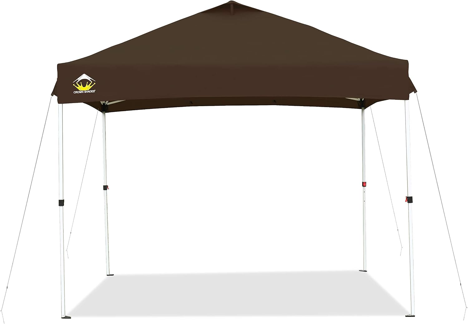 CROWN SHADES 10x10 Pop up Canopy Outside Canopy, Patented One Push Tent Canopy, Upgrade Version with 300D Silver Coated Top, Wheeled Carry Bag, Bonus 8 Stakes and 4 Ropes, Coffee