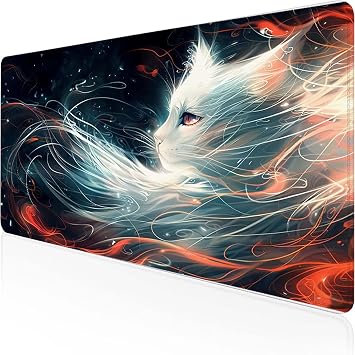 Mouse Pad Cat Gaming Mouse Pad 23.62x11.8x0.12inch, Computer Desk Mat Pink Keyboard Mat with Stitched Edges Waterproof Anti-Slip Rubber Base Smooth Surface for Home Office Accessories, Gifts U-B