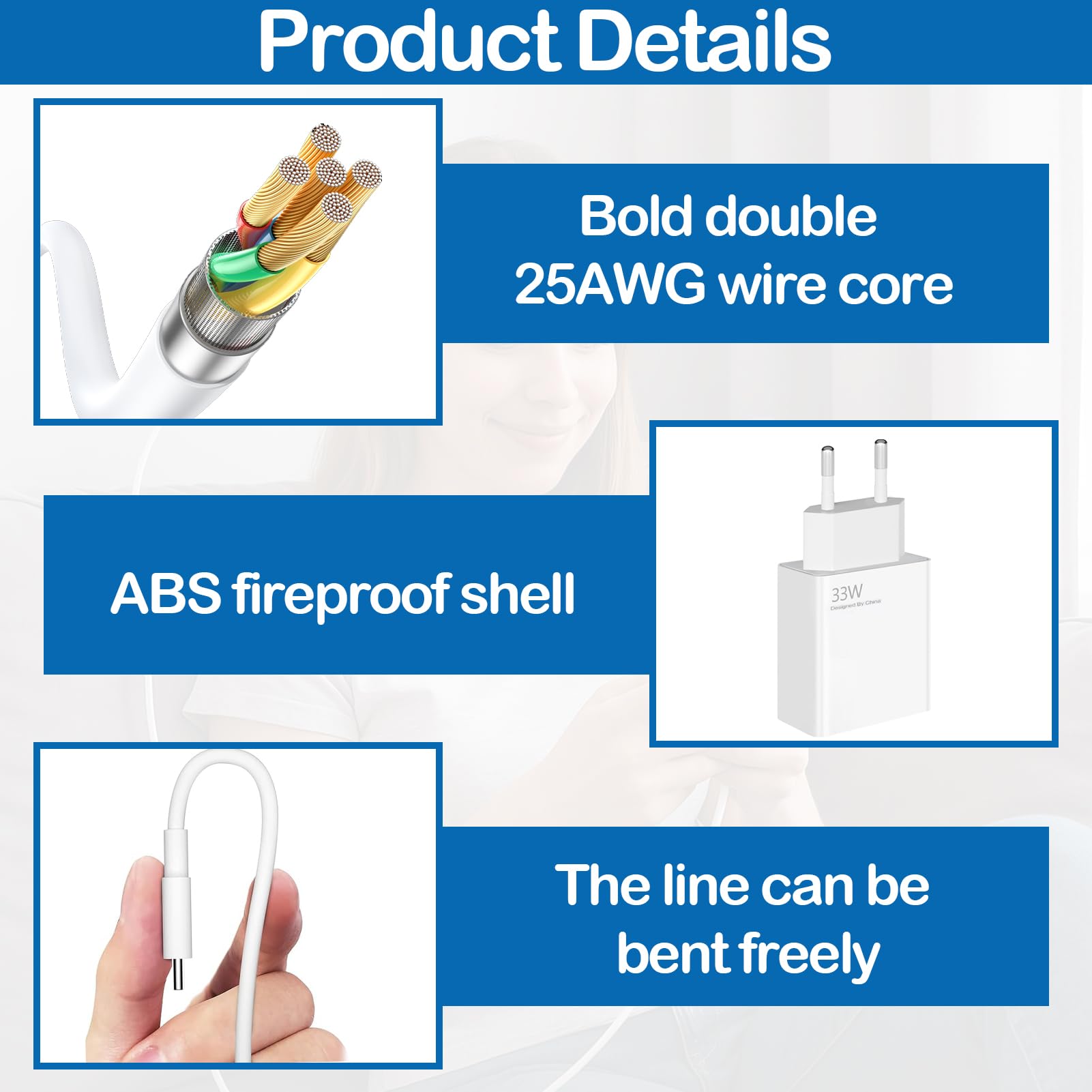 ZLONXUN Chargeur Rapide Compatible Avec Xiaomi Redmi Note 13/12
