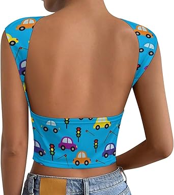 Women Open Back Workout Tops Backless Short Sleeve Casual Y2K Tee