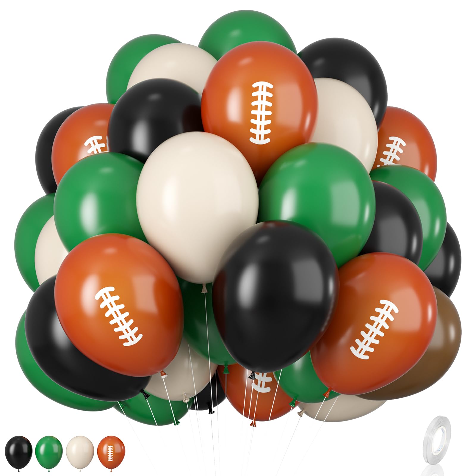 Football Balloons 12inch Football Party Balloons Dark Green Black Beige Balloons Football Printed Balloons For Boys Game Sports Birthday Party Football Themed Decorations