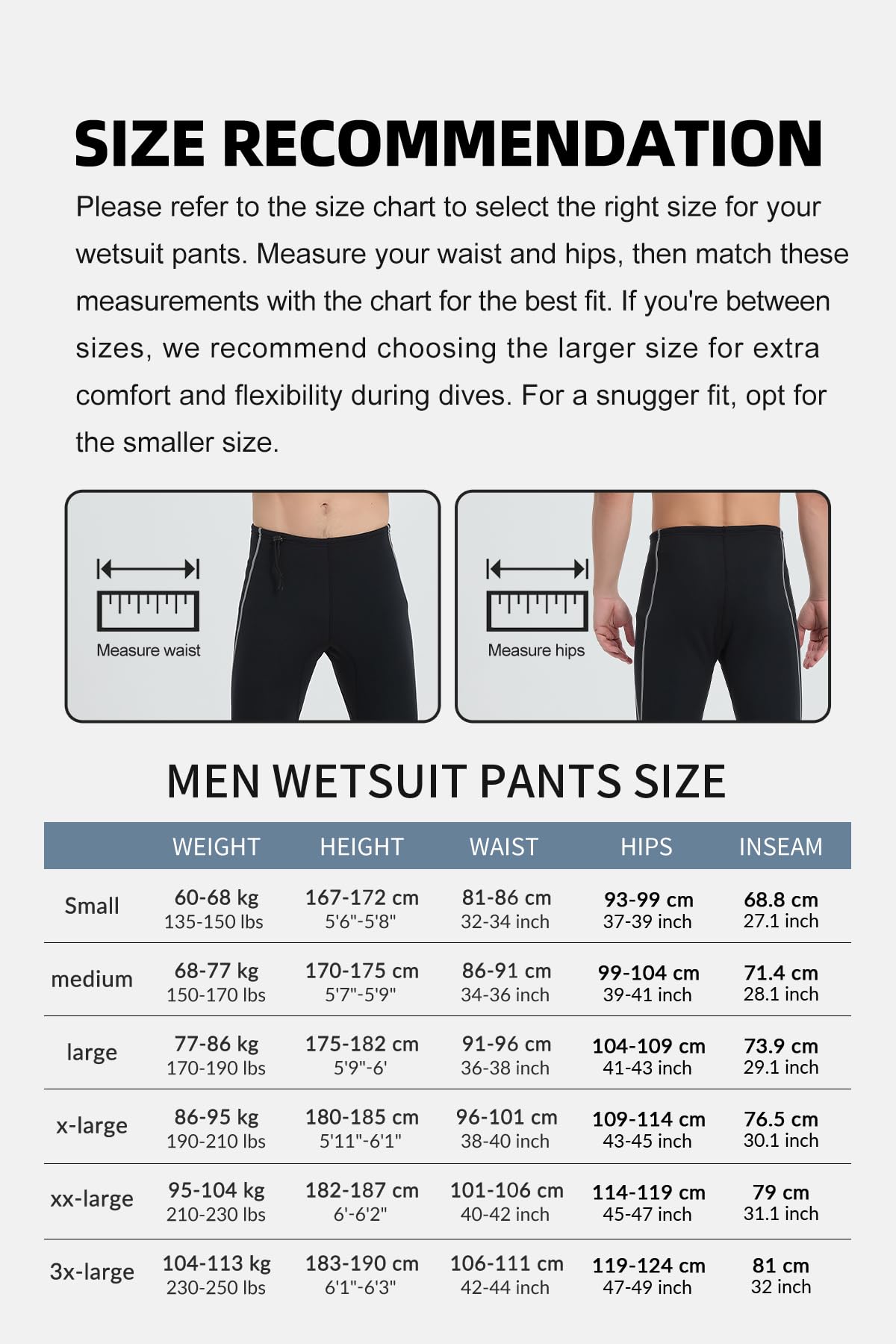 Lemorecn Mute, pantaloni in neoprene da 1,5 mm, per nuoto, canoa
