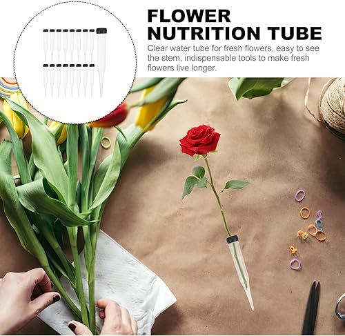 Miniatura 9 de 50 tubos de agua florales con púas de anclaje, tubo de nutrición de flores de plástico, tallos de flores, tubos de agua para flores frescas